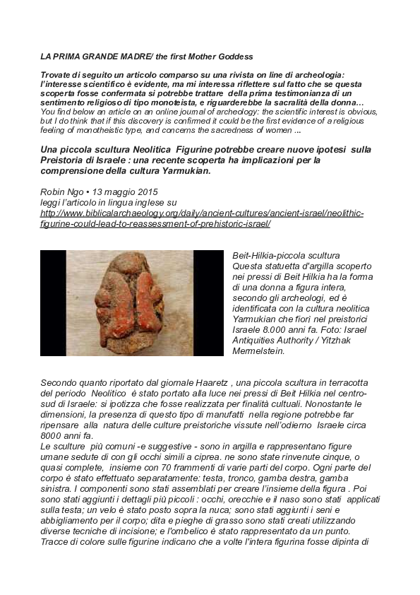 (PDF) LA PRIMA GRANDE MADRE/ the first Mother Goddess giuliano