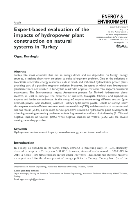 (PDF) Expert-based evaluation of the impacts of hydropower plant ...