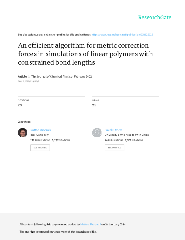 (PDF) An efficient algorithm for metric correction forces in ...