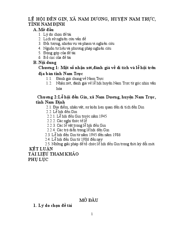 First page of “Tiểu luận lễ hội đền Gin”