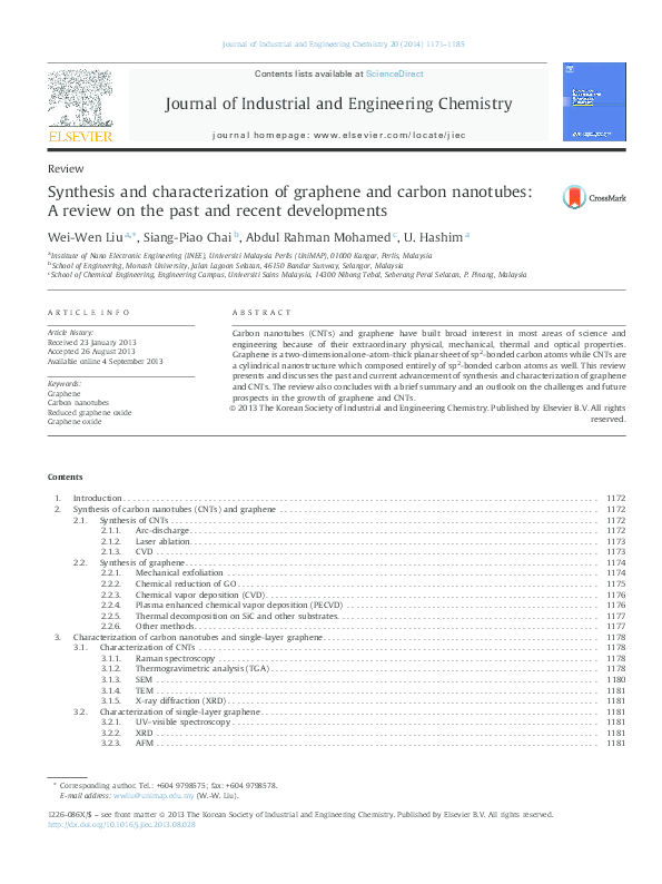 (PDF) Synthesis and characterization of graphene and carbon nanotubes ...