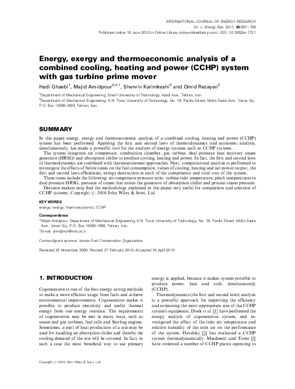 (PDF) Energy, exergy and thermoeconomic analysis of a combined cooling ...