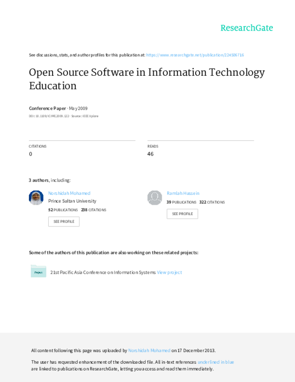 (PDF) Open Source Software in Information Technology Education