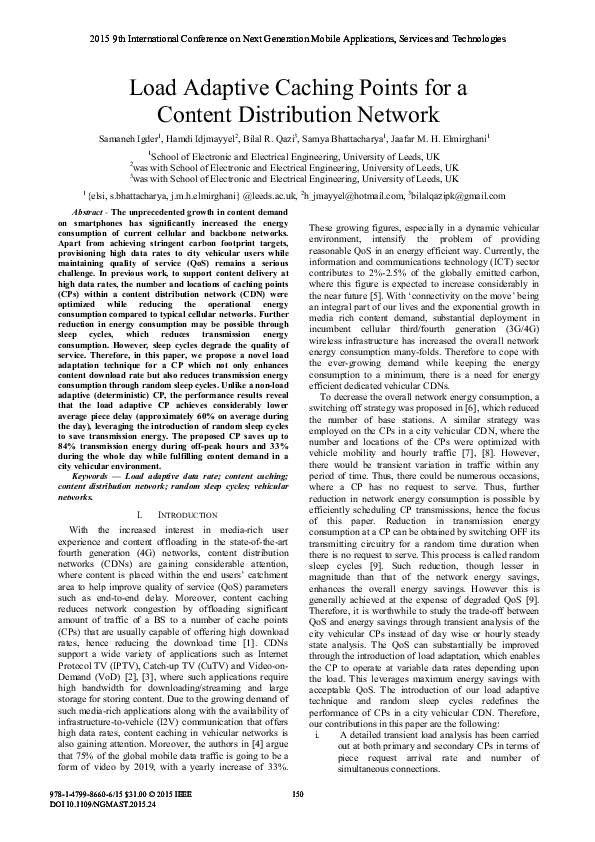 (PDF) Load Adaptive Caching Points for a Content Distribution Network