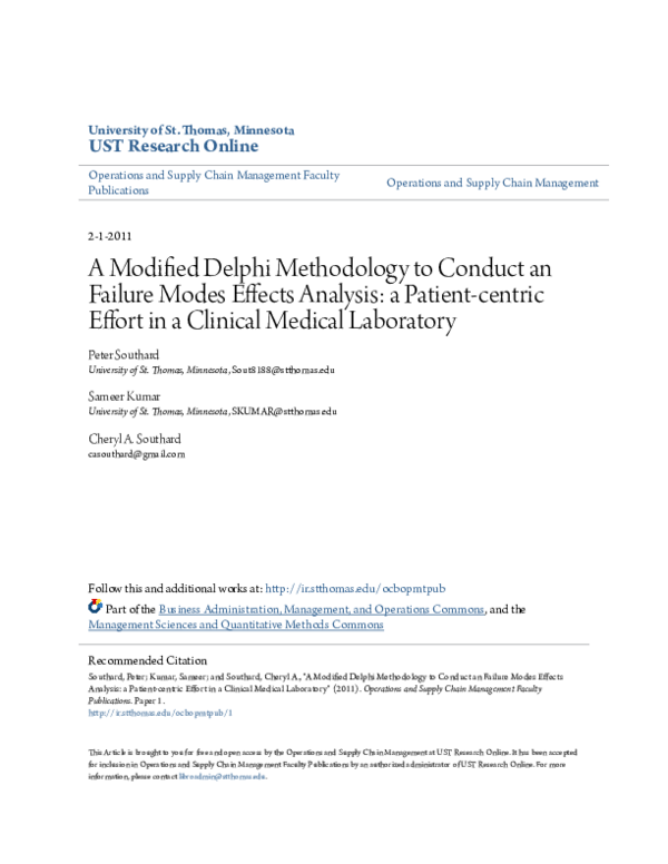  pdf a modified delphi methodology to conduct an failure modes effects