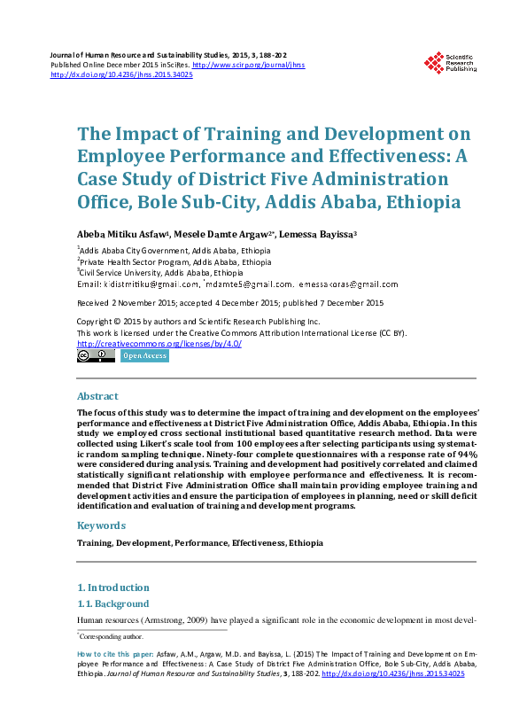 (PDF) The Impact of Training and Development on Employee Performance