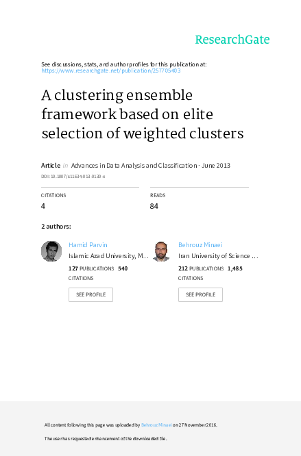 (PDF) A clustering ensemble framework based on elite selection of ...