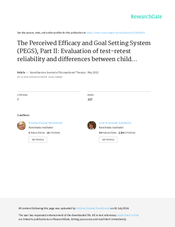 Perceived Efficacy And Goal Setting System
