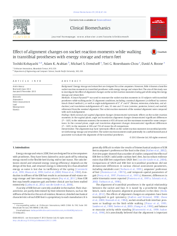 (PDF) Effect of alignment changes on socket reaction moments while ...