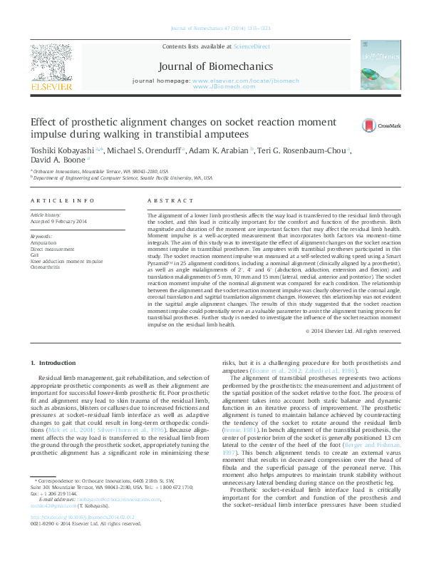 (PDF) Effect of prosthetic alignment changes on socket reaction moment ...