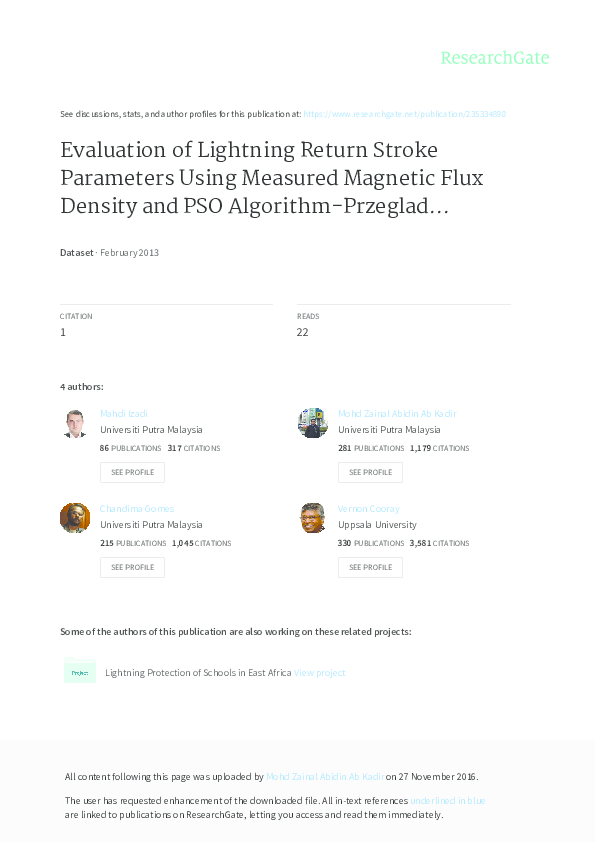 (PDF) Evaluation of lightning return stroke parameters using measured ...
