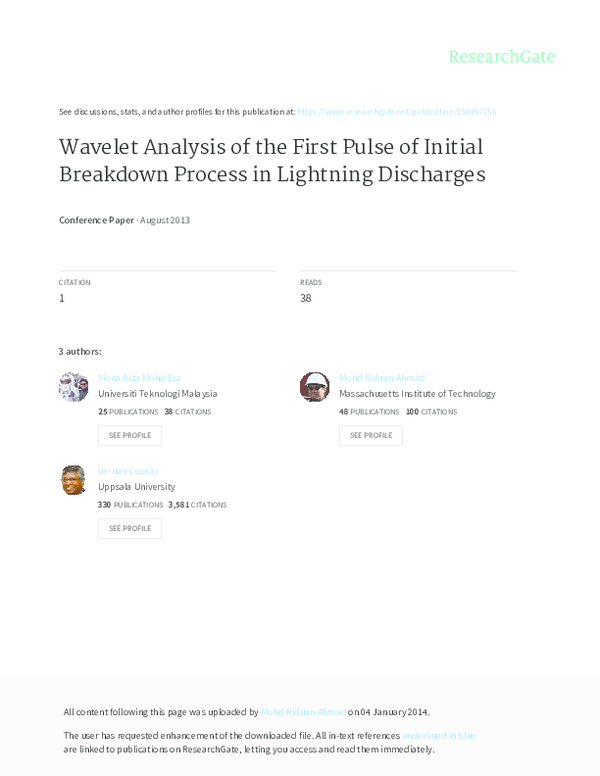 (PDF) Wavelet Analysis of the First Pulse of Initial Breakdown Process ...