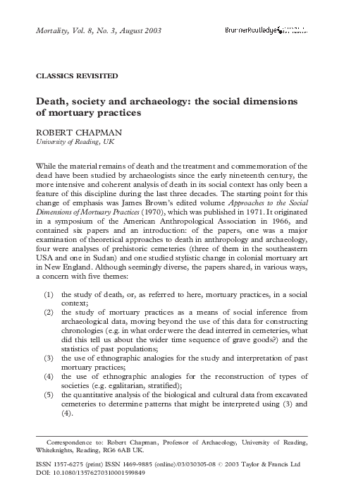 Death, society and archaeology: the social dimensions of mortuary practices_Robert Chapman
