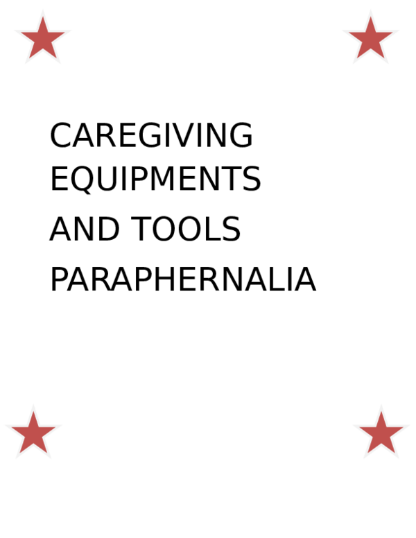 (DOC) CAREGIVING EQUIPMENTS AND TOOLS PARAPHERNALIA cath atkinson