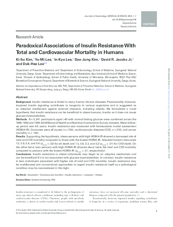 (PDF) Paradoxical Associations of Insulin Resistance With Total and ...