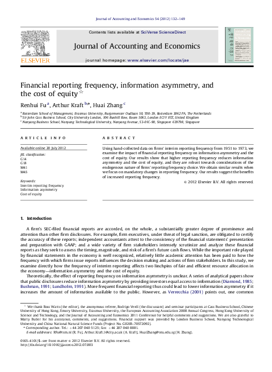 (PDF) Financial reporting frequency, information asymmetry, and the ...