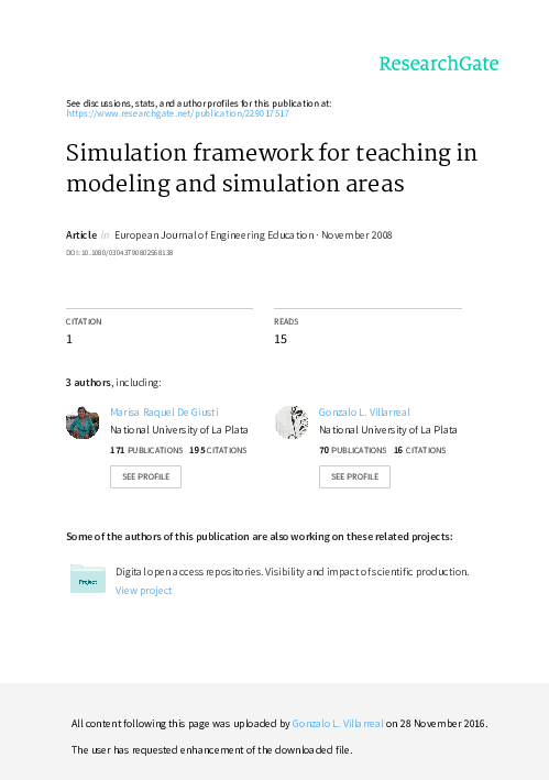 (PDF) Simulation framework for teaching in modeling and simulation areas
