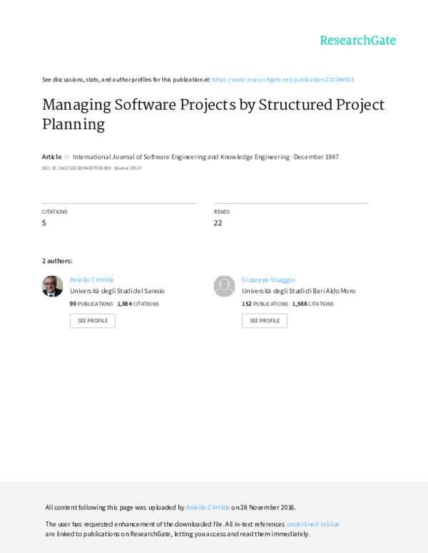 (PDF) Managing Software Projects by Structured Project Planning