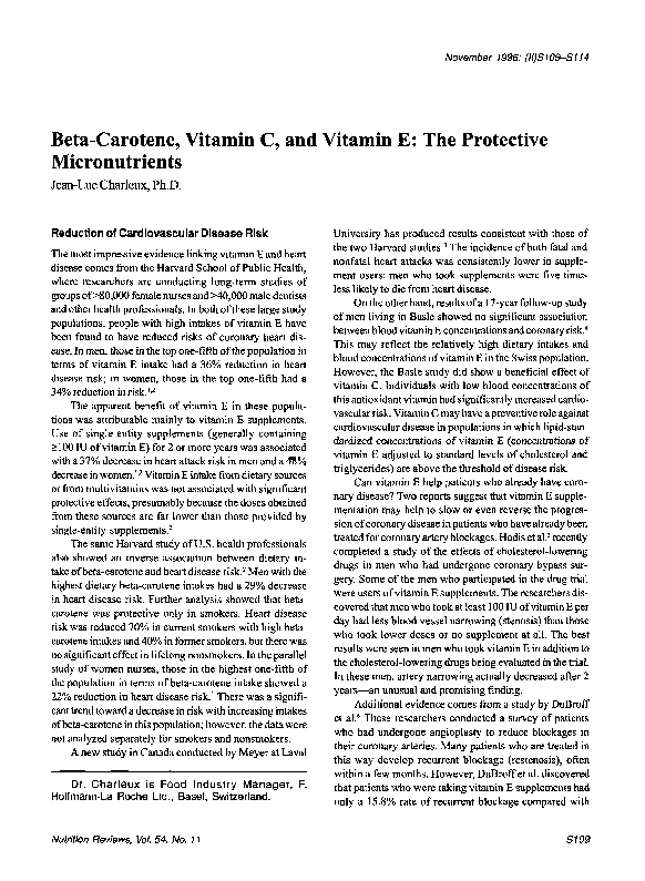 (PDF) BetaCarotene, Vitamin C, and Vitamin E The Protective