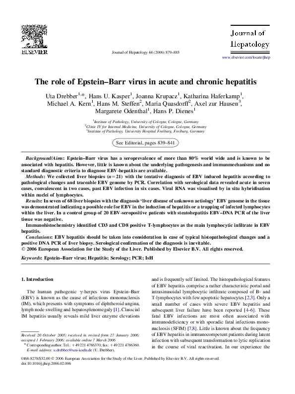 (PDF) The role of Epstein–Barr virus in acute and chronic hepatitis