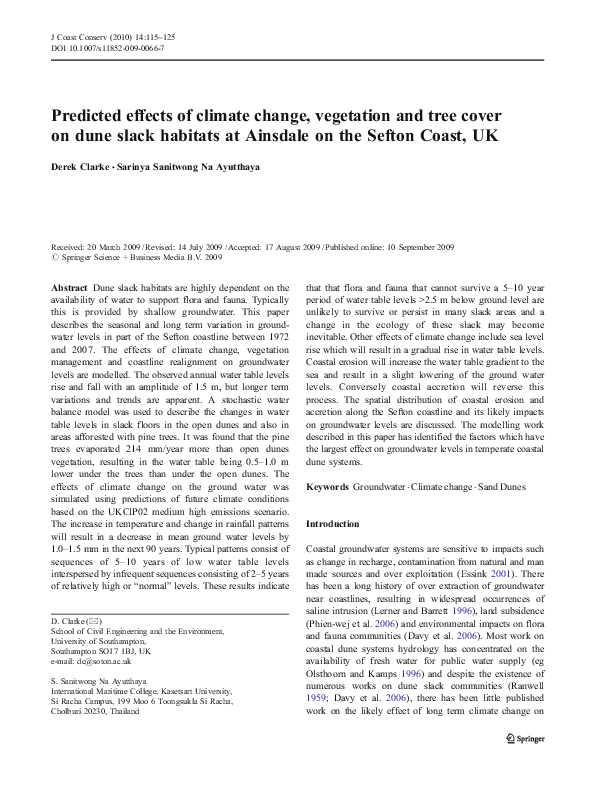(PDF) Predicted effects of climate change, vegetation and tree cover on ...