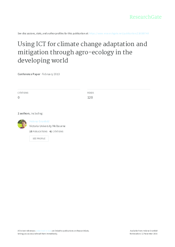 (PDF) Using ICT for climate change adaptation and mitigation through ...