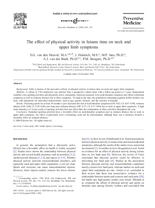 (PDF) The effect of physical activity in leisure time on neck and upper ...