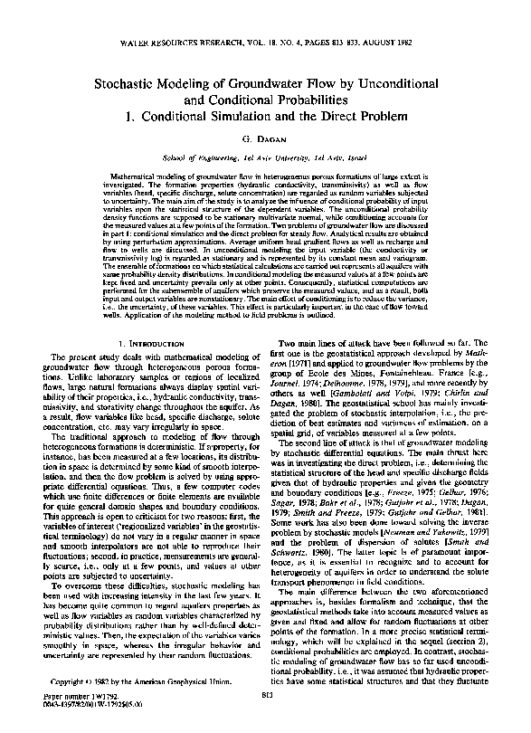 (PDF) Stochastic Modeling of Groundwater Flow by Unconditional and ...