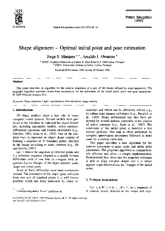 (PDF) Shape alignment -- Optimal initial point and pose estimation