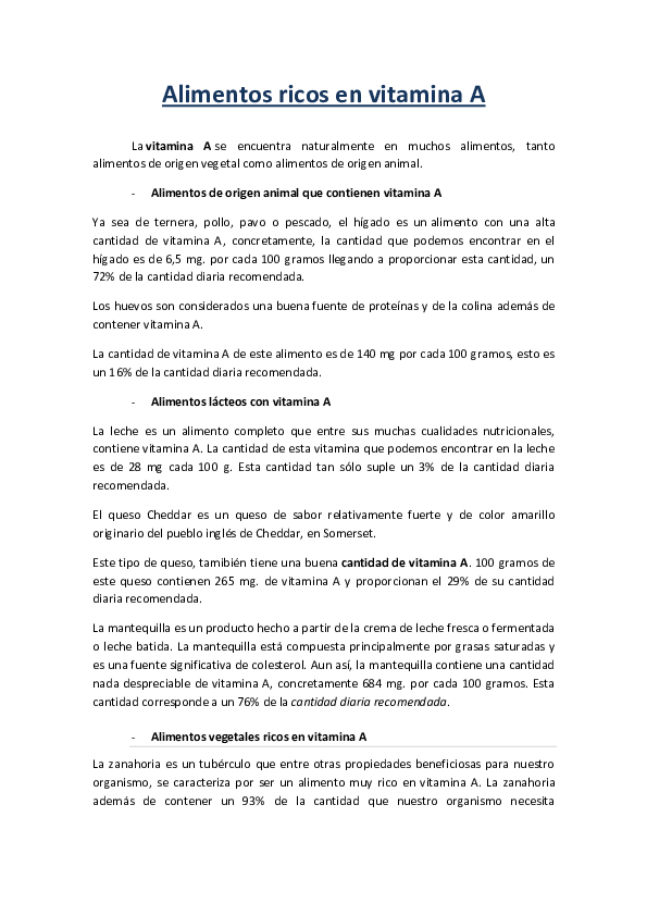 (PDF) Alimentos ricos en vitamina A