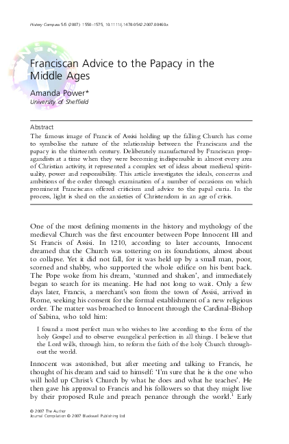 Franciscan Advice to the Papacy in the Middle Ages