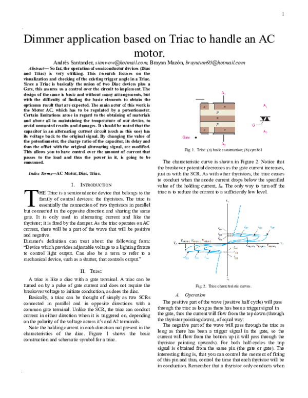 (DOC) Dimmer application based on Triac to handle an AC motor. Andrés