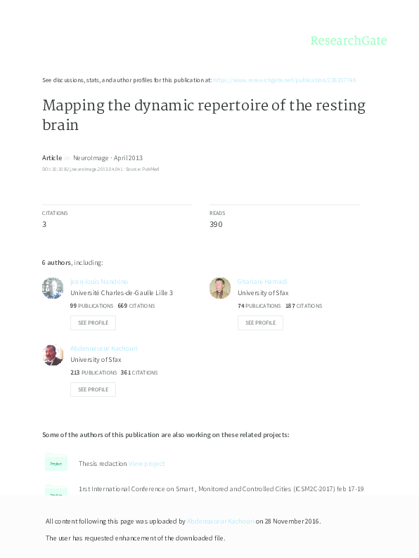 (PDF) Mapping the dynamic repertoire of the resting brain