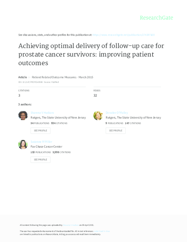 (PDF) Achieving optimal delivery of follow-up care for prostate cancer ...