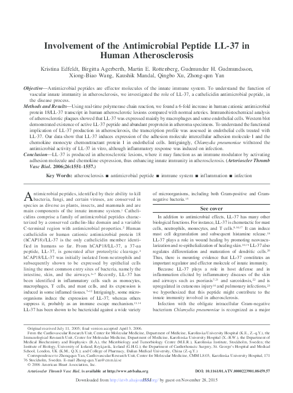(PDF) Involvement of the Antimicrobial Peptide LL-37 in Human ...