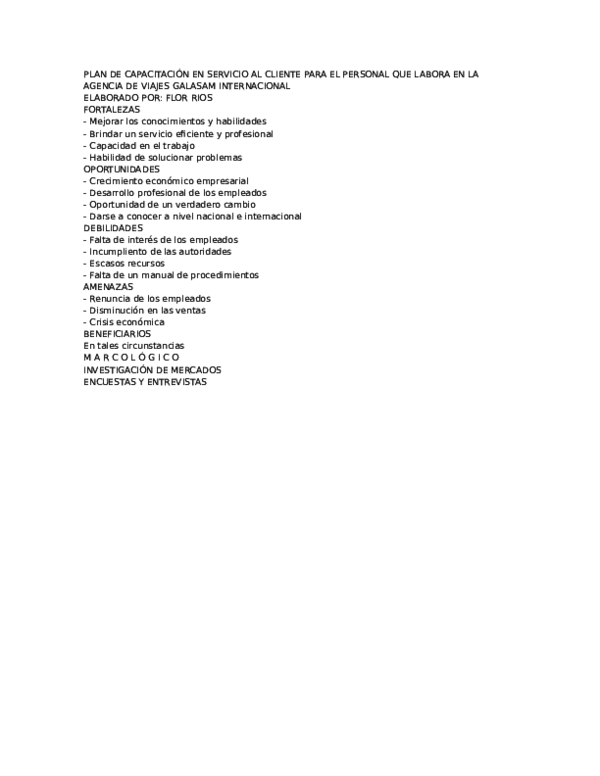 (DOC) PLAN DE CAPACITACION EN SERVICIO AL CLIENTE PARA EL PERSONAL QUE ...
