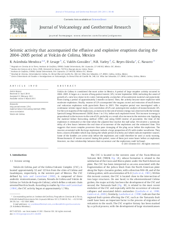(PDF) Seismic activity that accompanied the effusive and explosive ...