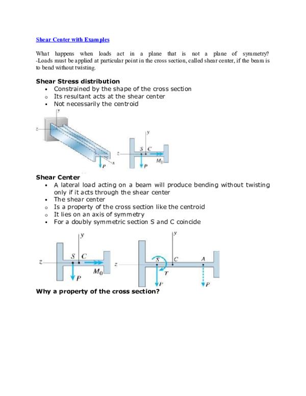 (DOC) Shear Center with Examples sohail pathan Academia.edu