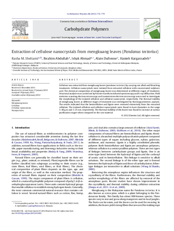 pdf extraction of cellulose nanocrystals from mengkuang leaves 