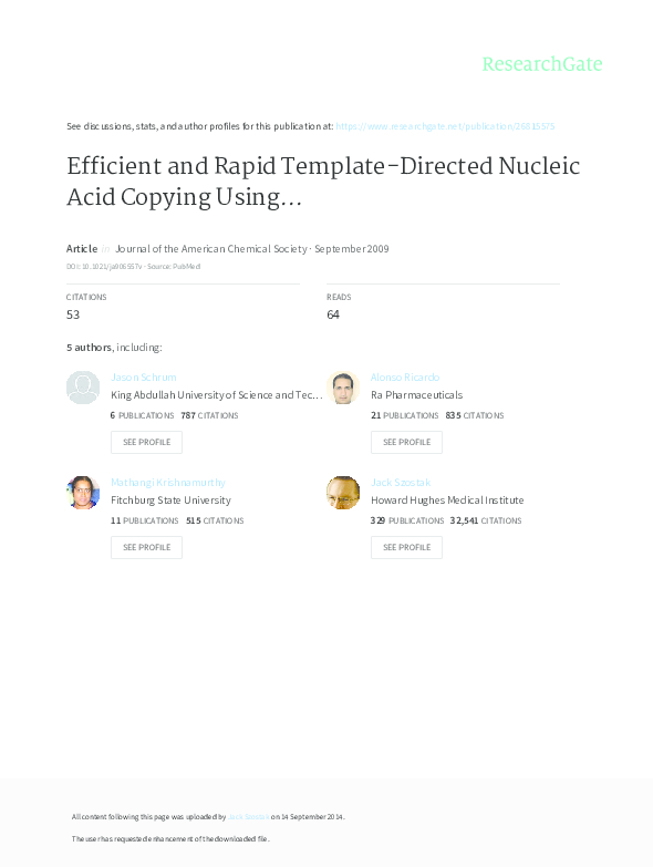 (PDF) Efficient and rapid template-directed nucleic acid copying using ...