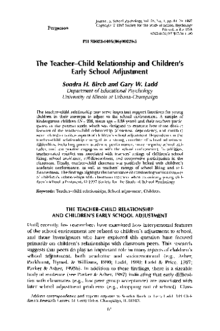 (PDF) The teacher-child relationship and children's early school adjustment
