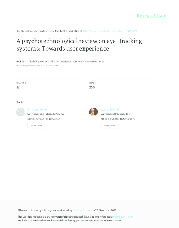(PDF) A psychotechnological review on eye-tracking systems: towards ...