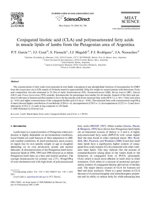 (PDF) Conjugated linoleic acid (CLA) and polyunsaturated fatty acids in ...