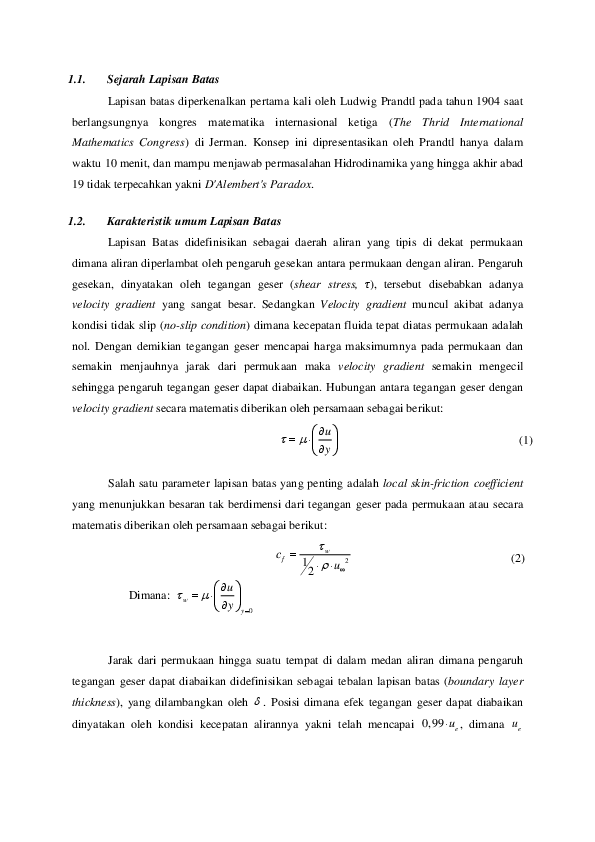 Pdf Lapisan Batas Boundary Layer Andika Syahputra Academia Edu