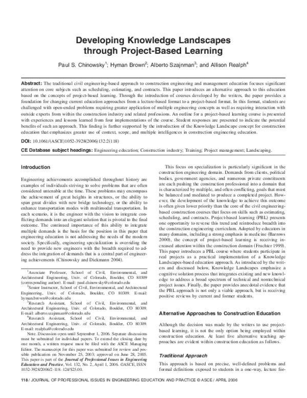 (PDF) Developing knowledge landscapes through project-based learning