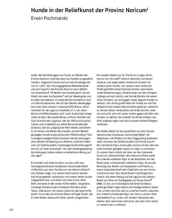 (PDF) Erwin Pochmarski, Hunde in der Reliefkunst der Provinz Noricum
