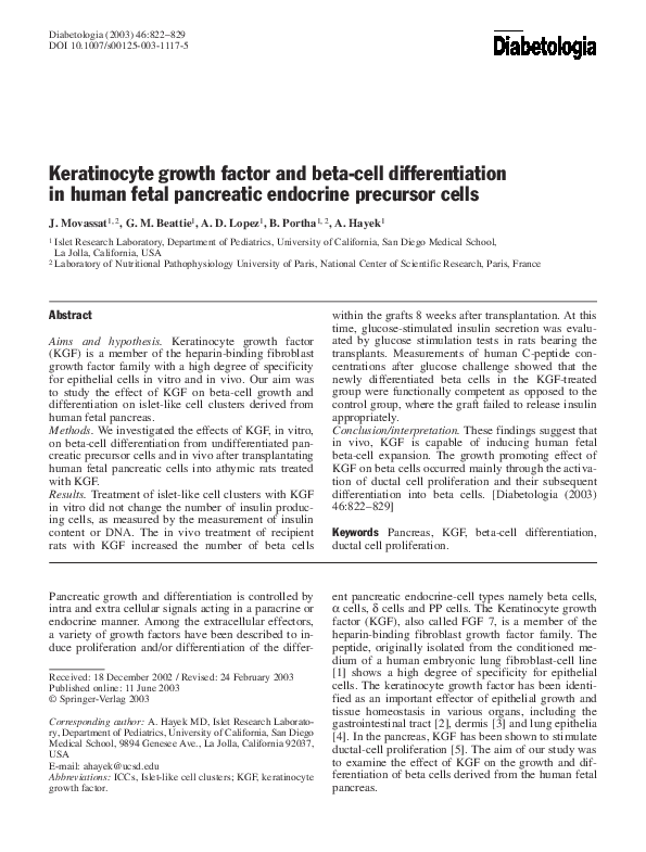 Gallery Detail: Pdf Keratinocyte Growth Factor And Beta Cell Differentiation In Human
