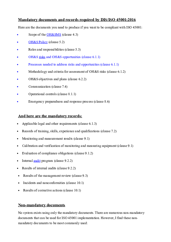(DOC) Mandatory doc and records