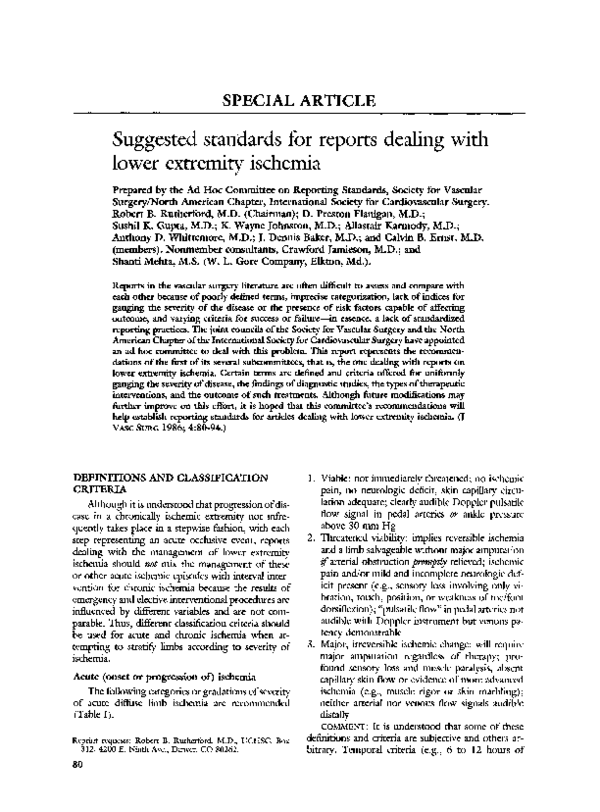 (PDF) Suggested standards for reports dealing with lower extremity ischemia