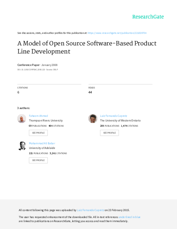 (PDF) A model of open source software-based product line development